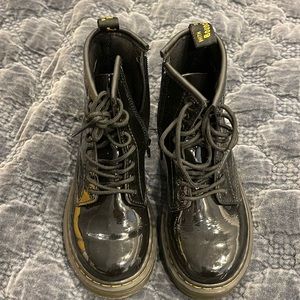 Dr Martens black patent leather boots